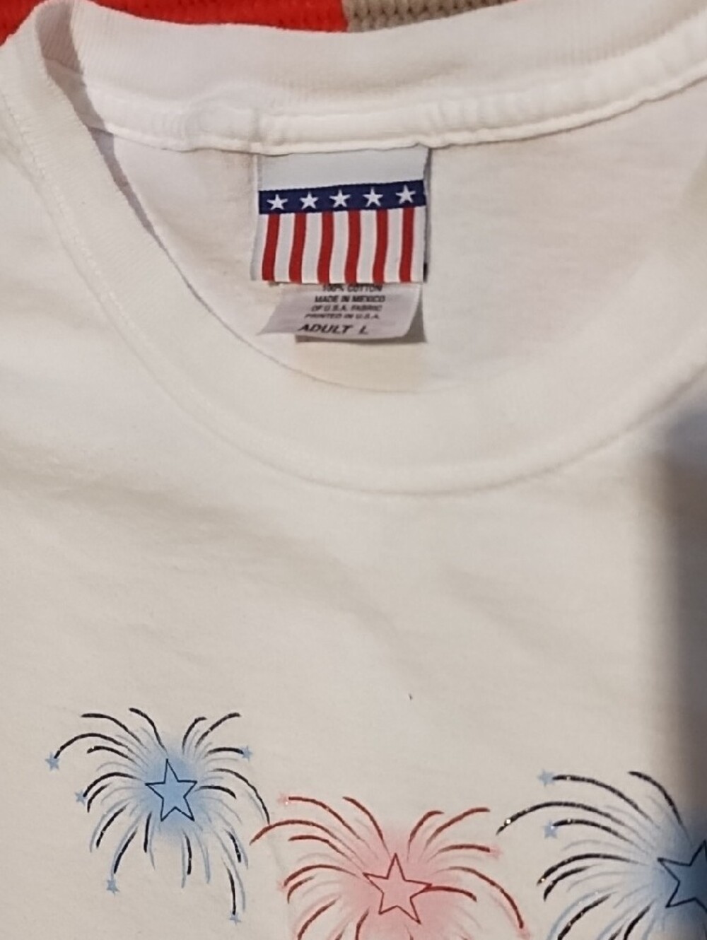 America Firework Graphic Short Sleeve Tee - White NWOT Size Large - Picture 2 of 6